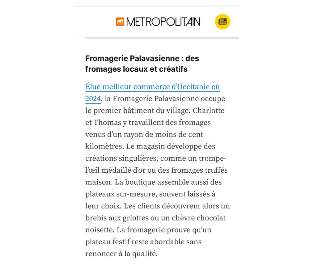 La Presse - La fromagerie Palavasienne